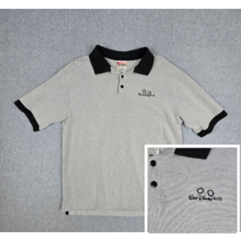Vintage Walt Disney World Large Gray Polo Shirt with Black Embroidered Logo